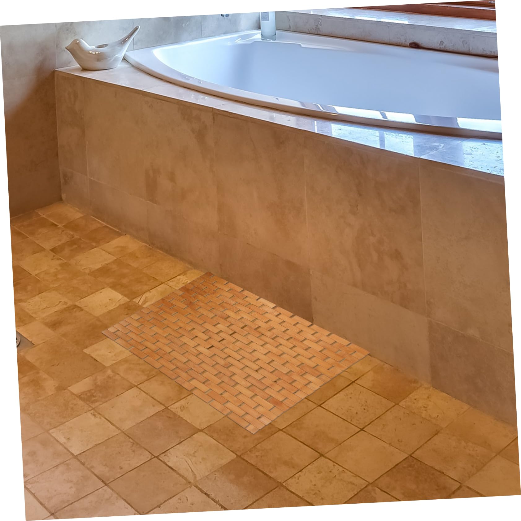 Cabilock Alfombrilla de Baño en Color Caqui de Bambú Antideslizante Superficie Lisa, Alfombra Absorbente para Hotel y Baño
