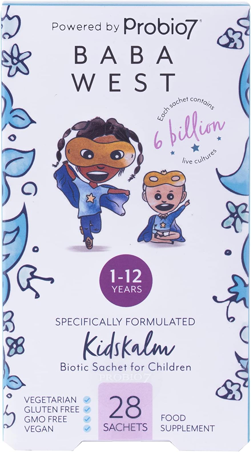 Probio7 Kidskalm - Good Bacteria for Children Clinically Proven Strain 6 Billion Bacteria with Added Fibre (28 Sachets)