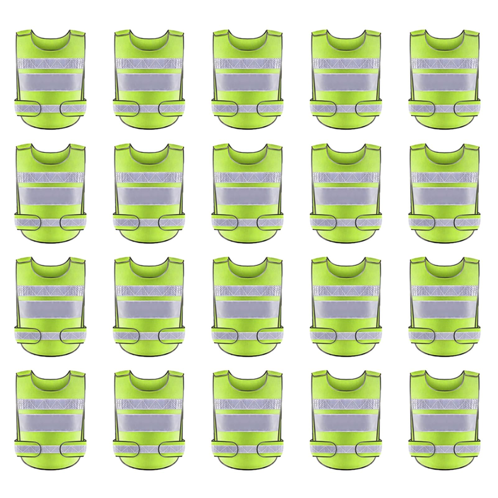 EvikoO Sicherheitsweste Sicherheitswesten mit reflektierenden Streifen, hochtransparente reflektierende Westen, Einheitsgröße (Color : Chartreuse, Size : 20pcs)