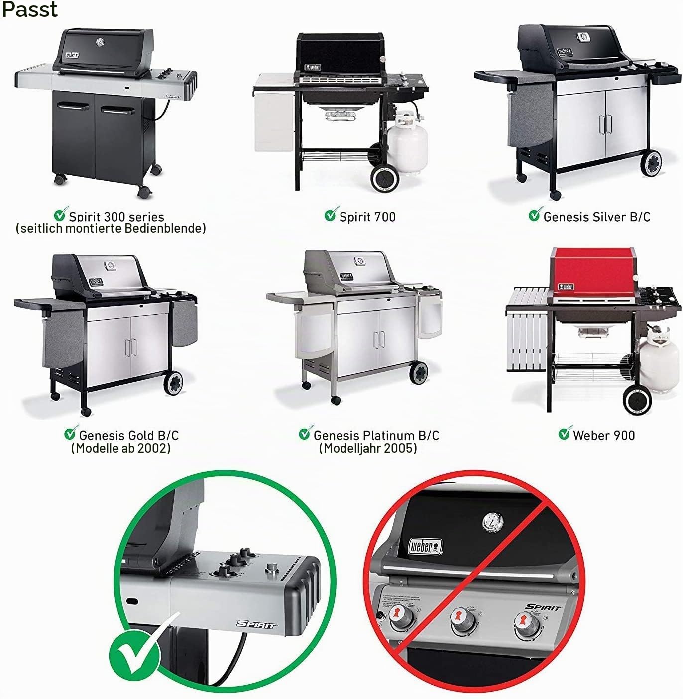 GFTIME 7537 Flavorizer Bar und 7508 Brenner für Weber Spirit E310/320 (2007-2012), mit Seitlichen Knöpfen, Edelstahl Ersatzteil Spirit 700/900
