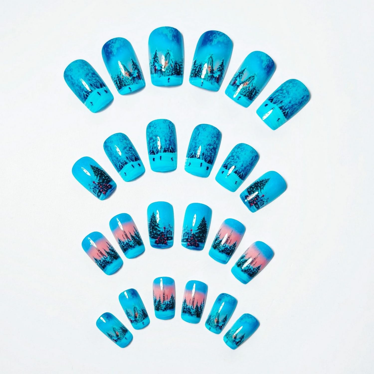 Halloween Press on Nails French Tip Almond Fake Nails Terror Blood False Nail with Acrylic Glue on Nails Medium Artificial Nails Glossy Reusable Halloween Stick on Nails for Women DIY Manicure 24 Pcs