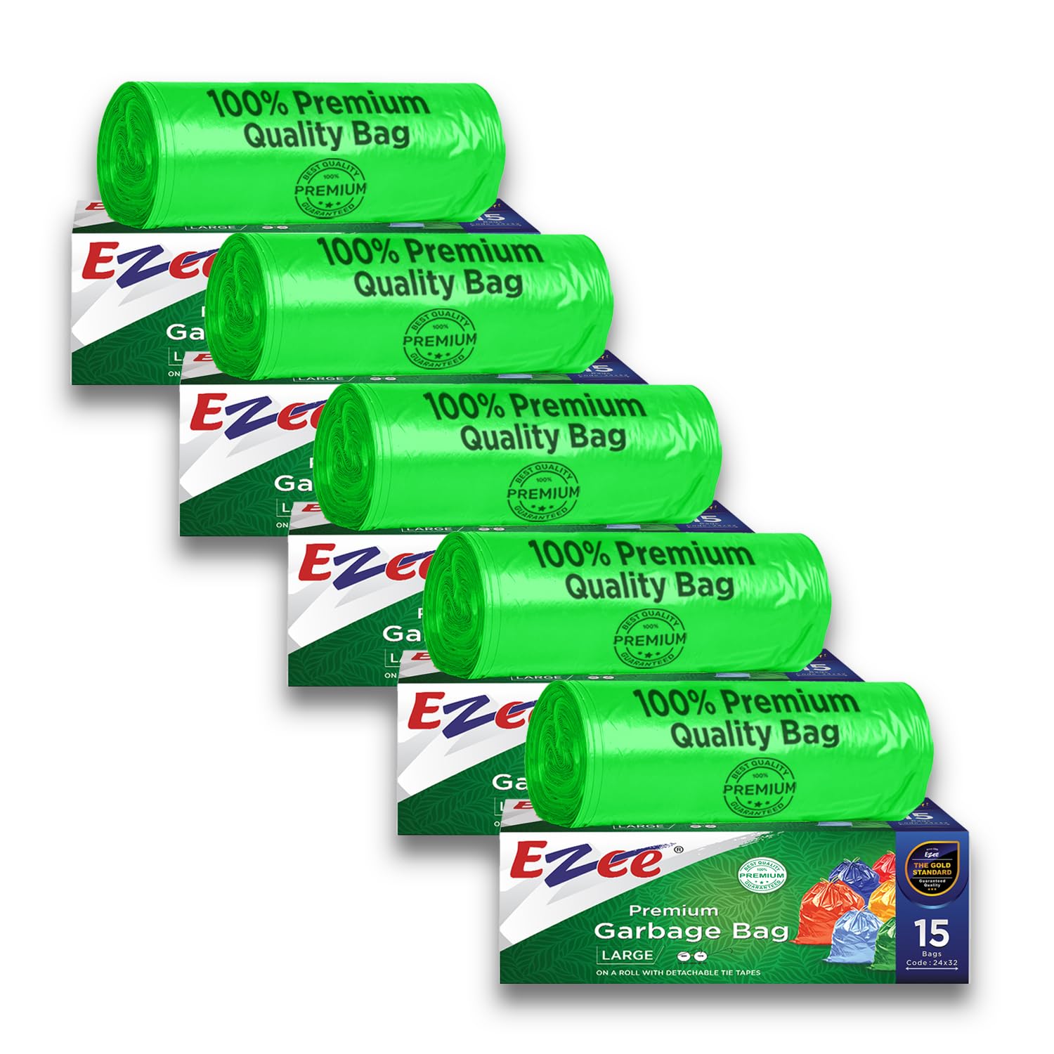 ezee live life ezee way Ezee Premium 75 Large Garbage Bags/Trash Bags/Dustbin Bags I 24 X 32 Inches Pack of 5 I 15 Pieces Each Pack-picture-21