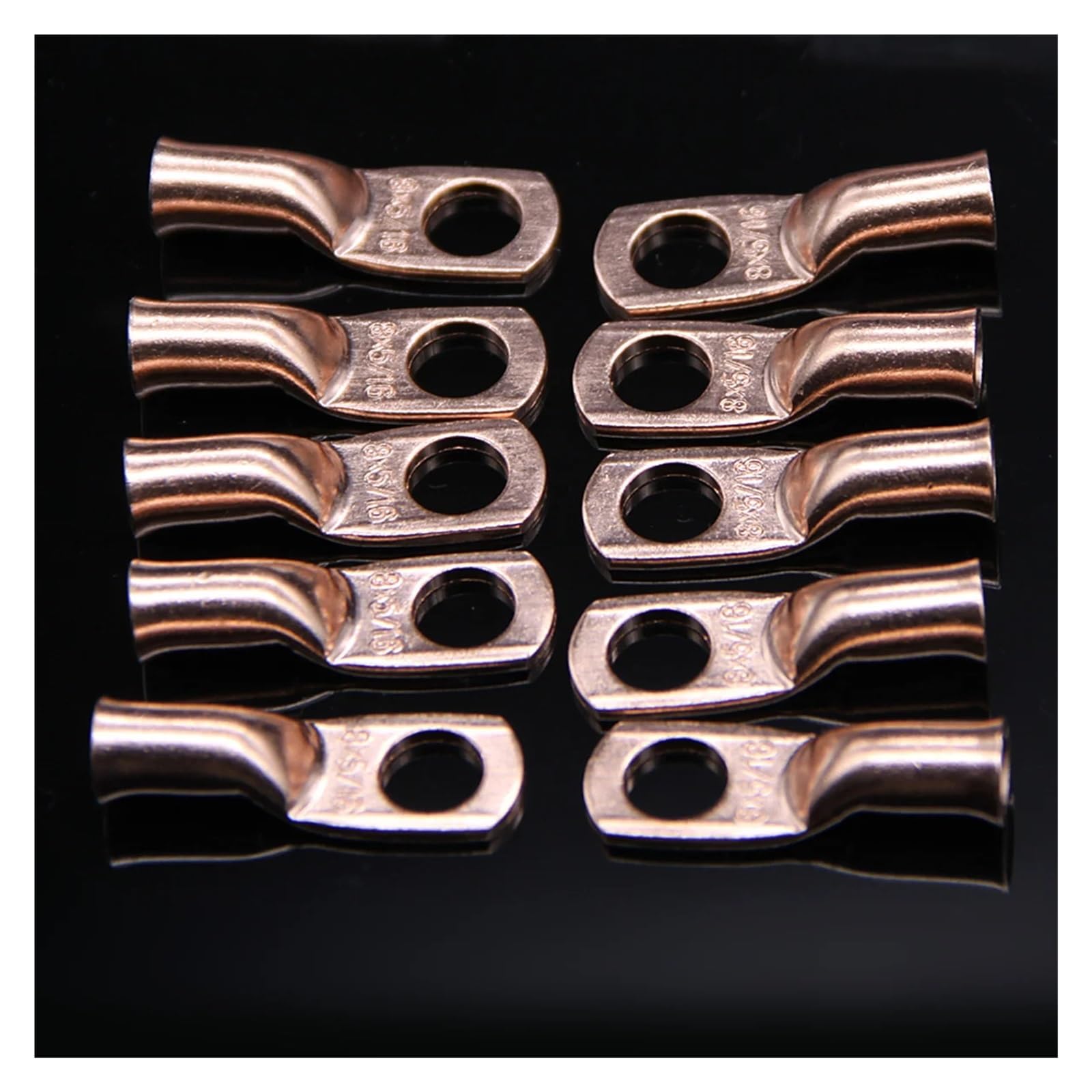 REIUAFWYGV 30Pcs 4/8AWG 5/16" 3/8" Copper Battery Wire Lug Cable Splice Crimp Terminals Ring Connectors Assortment Kit