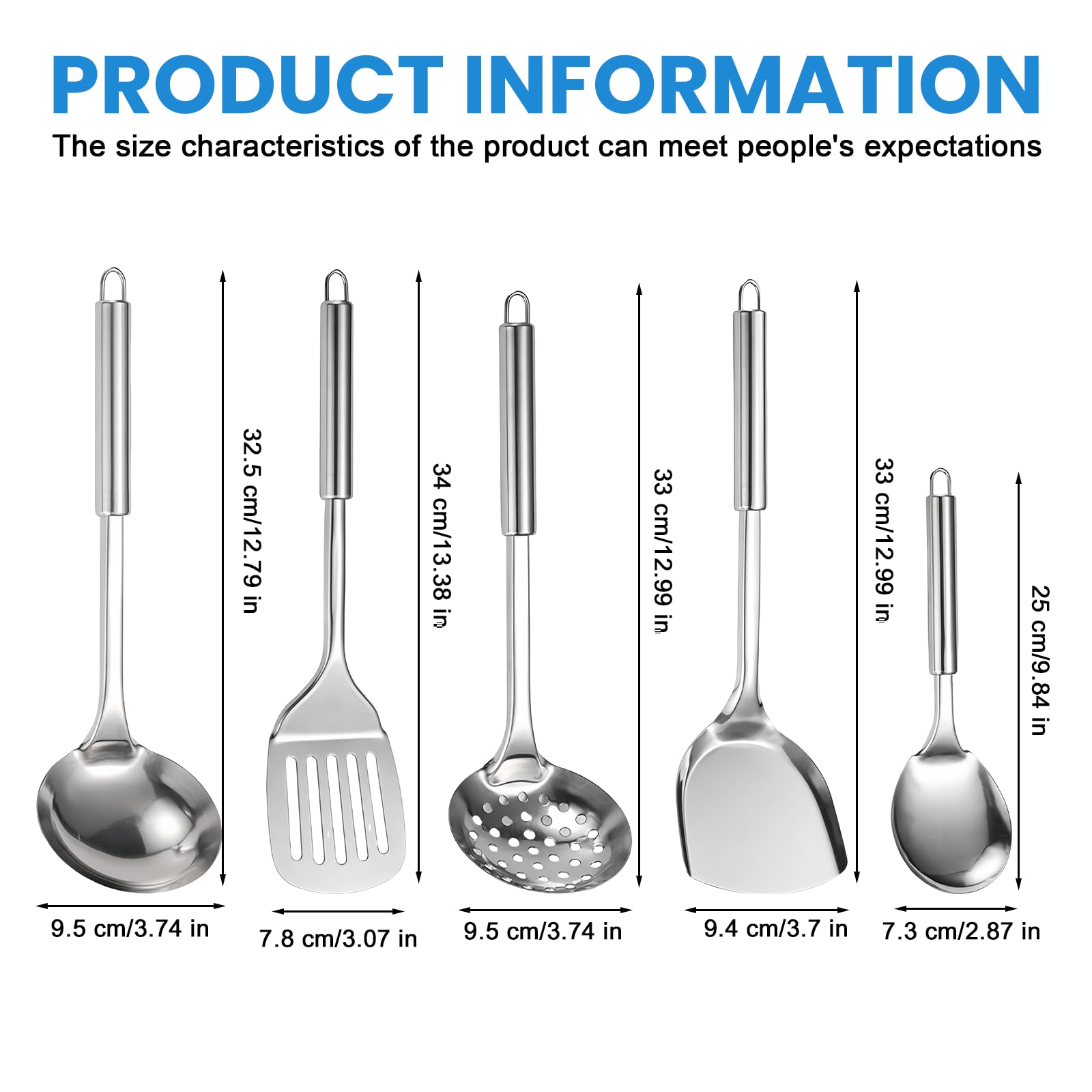 Set di 3 cucchiai per schiuma, mestolo in acciaio inox, cucchiai