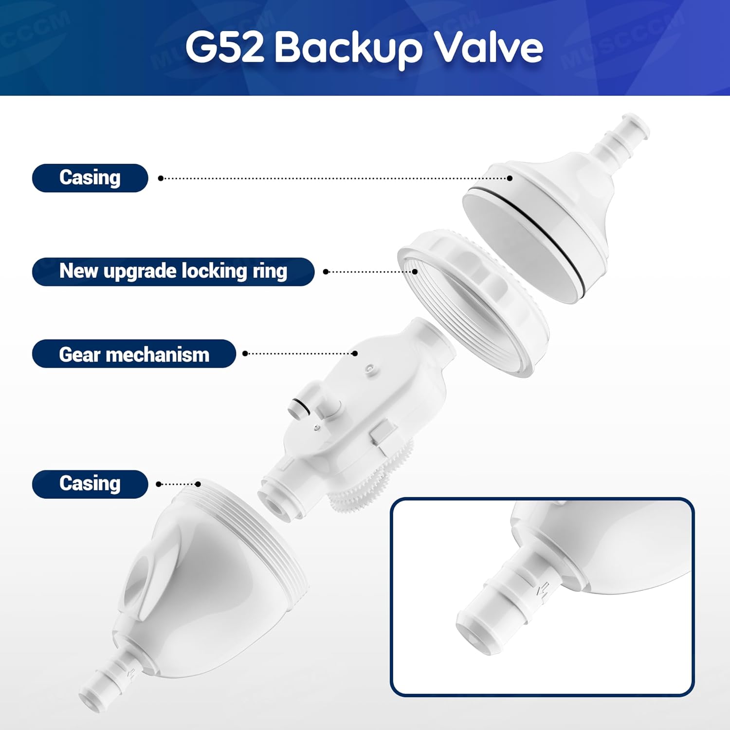 G52 Backup Valve Replacement Kit for Polaris Pool Cleaner Parts,Completely Upgraded Internal Structure with 180 280 380 480 3900 Pool Cleaner（Outer ring reinforcement）