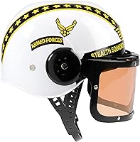 Vista 10 de Aeromax Jr. - Casco de piloto de las Fuerzas Armadas con visera tintada y móvil blanca, se adapta a edades de 3 a 12 años