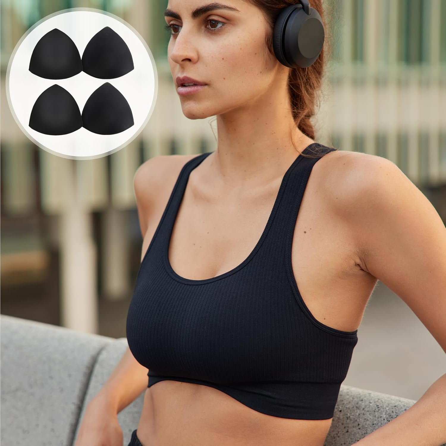 Grevosea 2 Pairs Bra Pad Inserts, Black Triangle Sports Bra Inserts for Women Removable Breast Enhancers Inserts Push Up Breast Bra Insert Pads for Dresses Swimsuits Bikini - Image 6