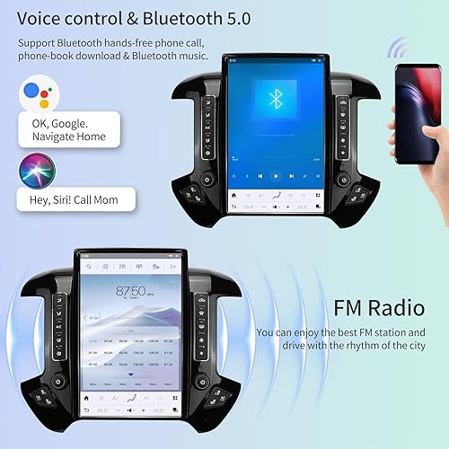 Miniatura 8 de Qualcomm - Radio de coche Android para Chevrolet Silverado GMC Sierra 2014-2019 unidad principal de repuesto estéreo de 14.4 pulgadas, pantalla