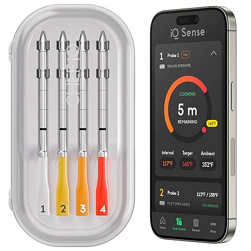 Miniatura 14 de CHEF iQ Sense Termómetro inalámbrico inteligente para carne Sonda ultrafina Rango ilimitado WiFi Seguro para calor de 1000 °F 5 sensores