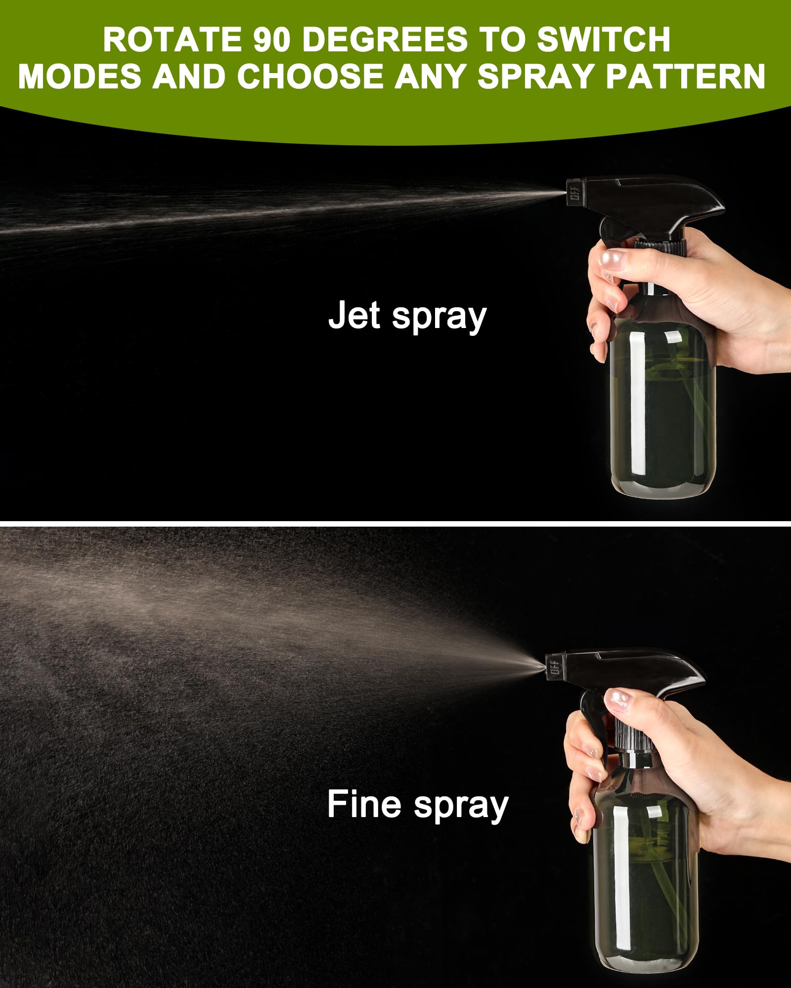 Spray Pulverizador 300ml Bote Atomizador Plastico Reutilizable con Boquilla Ajustable 2Pcs Verde Oscuro