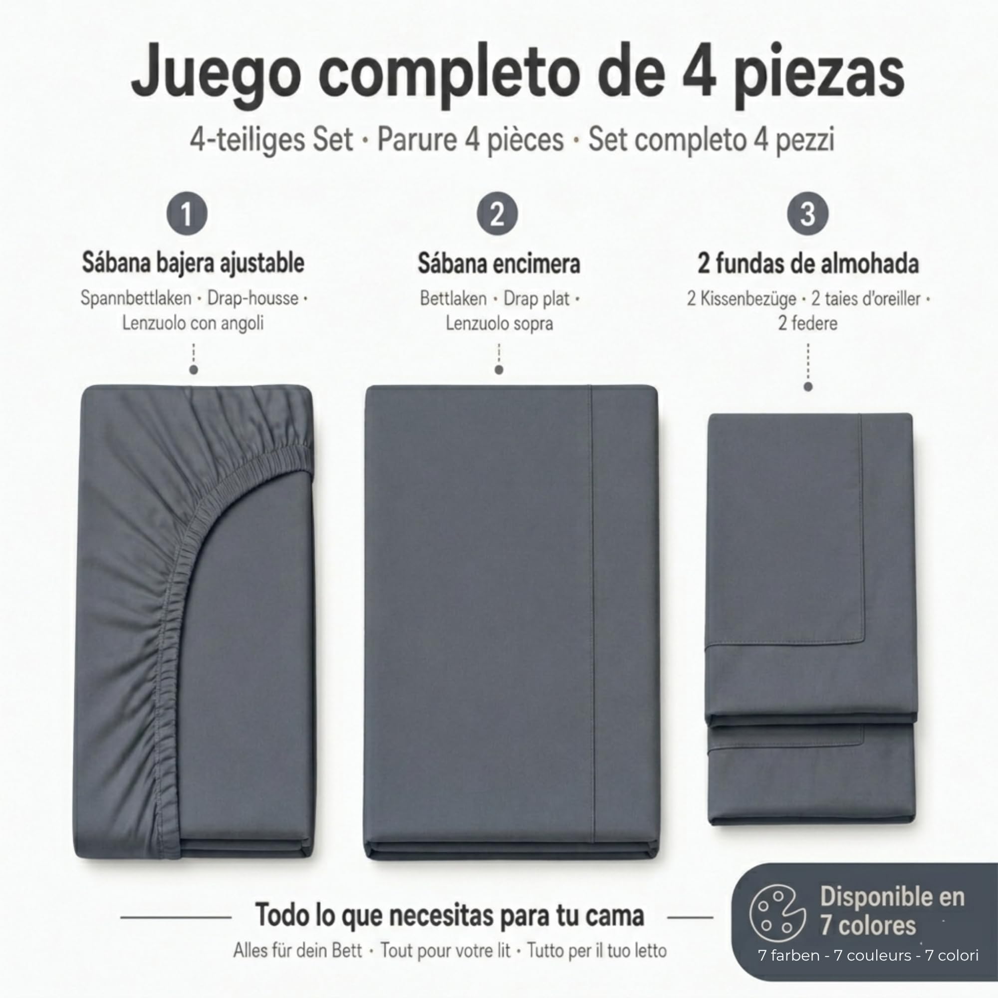 Degrees Home Premium – Parure de Lit 4 Pièces en Microfibre Brossée (140x190) – Drap-Housse, Drap Plat et 2 Taies d’Oreiller (50x70) – Ultra Doux, Résistant et Certifié Oeko-Tex
