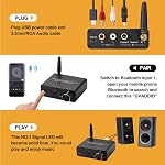 192kHz Digital to Analog Converter Bluetooth 5.0 Receiver DAC with 16-300Ω Headphone Amplifier Optical/Coaxial to RCA 3.5mm Audio Output with Volume Control for TV Phone Tablet