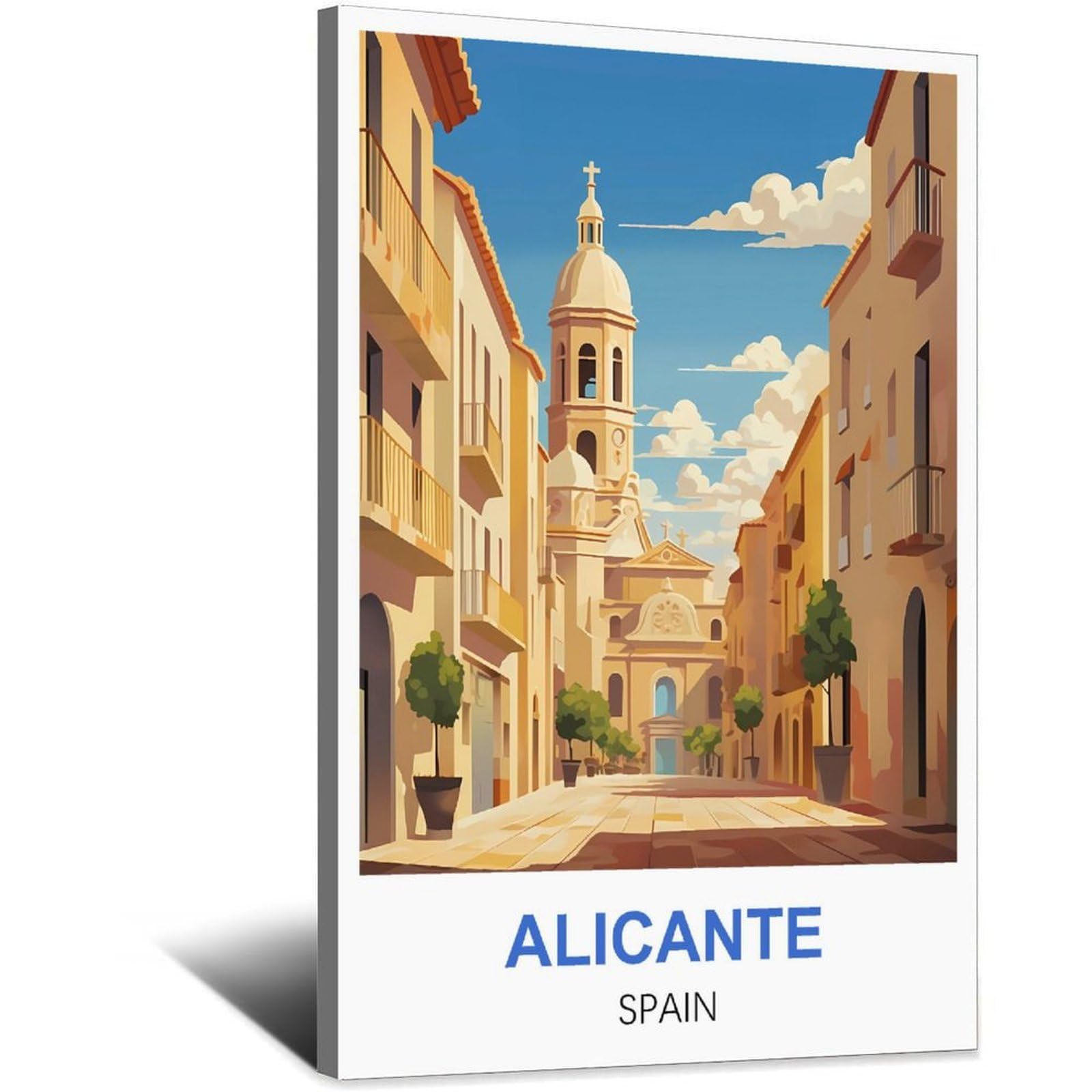 iPuzou Alicante Spain Vintage Travel Poster 12x18inch(30x45cm) Canvas Wall Decor, Wall Art Posters Prints Paintings Pictures for Living Room