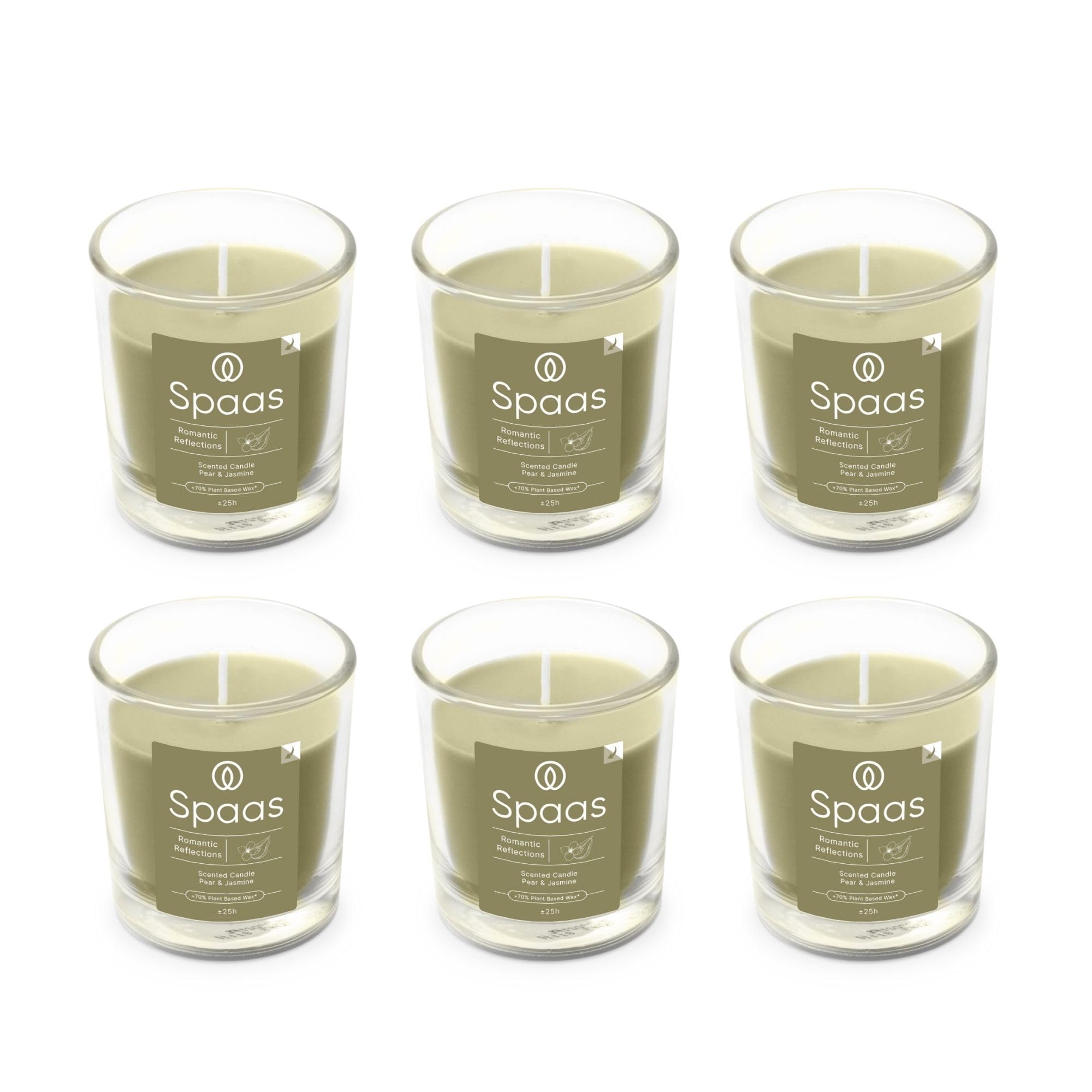 Spaas 6X Scented Candle 25h, Romantic Reflections, Olive Green