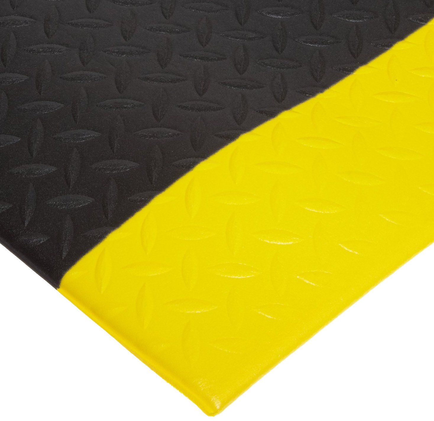 NoTrax 508 PVC Diamond Cushion Anti-Fatigue Floor Mat, 3' Width x 5' Length x 1/2" Thickness, Black/Yellow