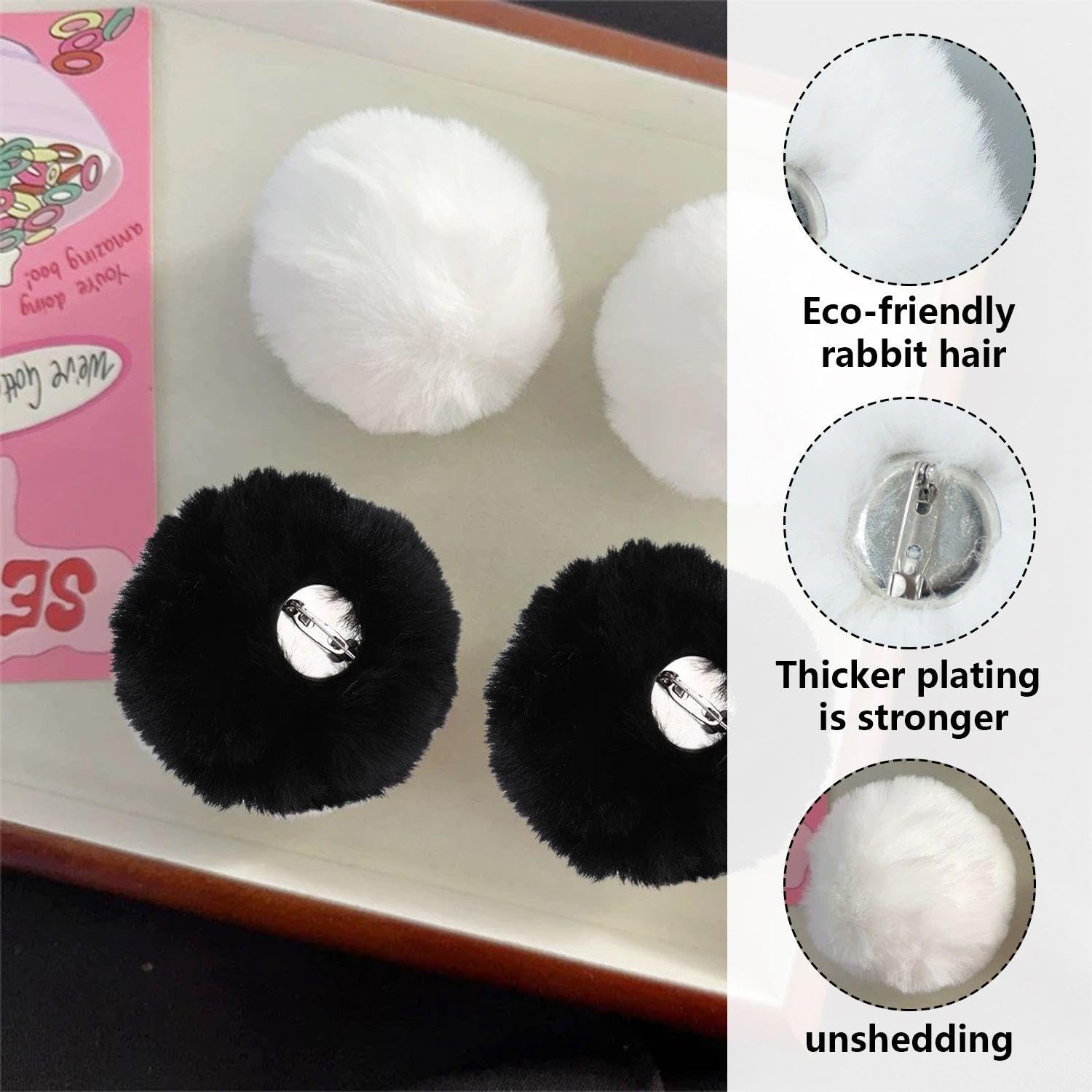 4 Pezzi di Coda di Coniglio, Soffice Decorazione della Coda di Peluche, Simpatiche Palline di Peluche, Oggetti di Scena per Feste, Accessori per Costumi da Coniglio