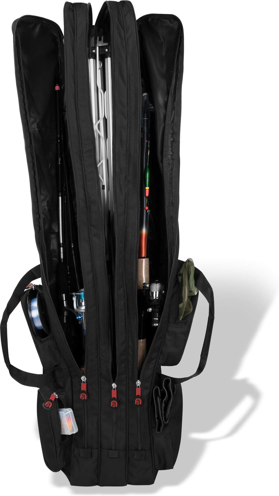 normani Fishing Sports Rutentasche Anglertasche 160 cm Länge mit 3 Kammern bis 6 Ruten für Angelruten, Kescher und Rutenhalter