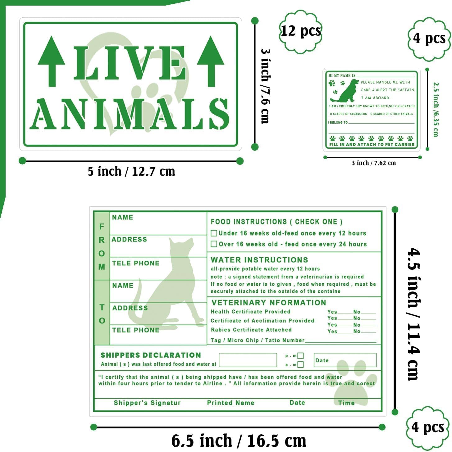 20 x Live Animals Stickers with Arrow for Air Cargo Crate Shipping and Handling Instruction Labels Live Animals