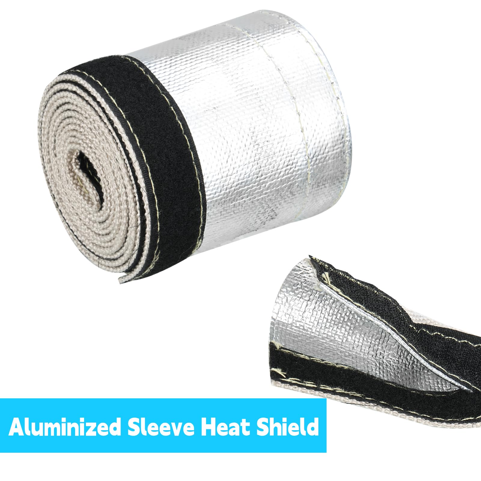 Heat Shroud Sleeve Aluminized Sleeving Express Aluminized Hose and Silver Hose Wire Protection Barrier Hook and Loop Closure 20mm I.D. x 2M with 20 Stainless Steel Ties - Image 3