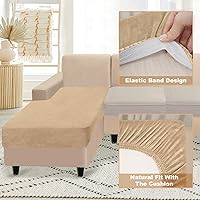 Vista 4 de NAISI Funda para Sofá Seccional de 1 Pieza de Terciopelo Separada para Chaise Lounge Fundas Suaves Elásticas para Sofá para Chaise Lounge Seccional
