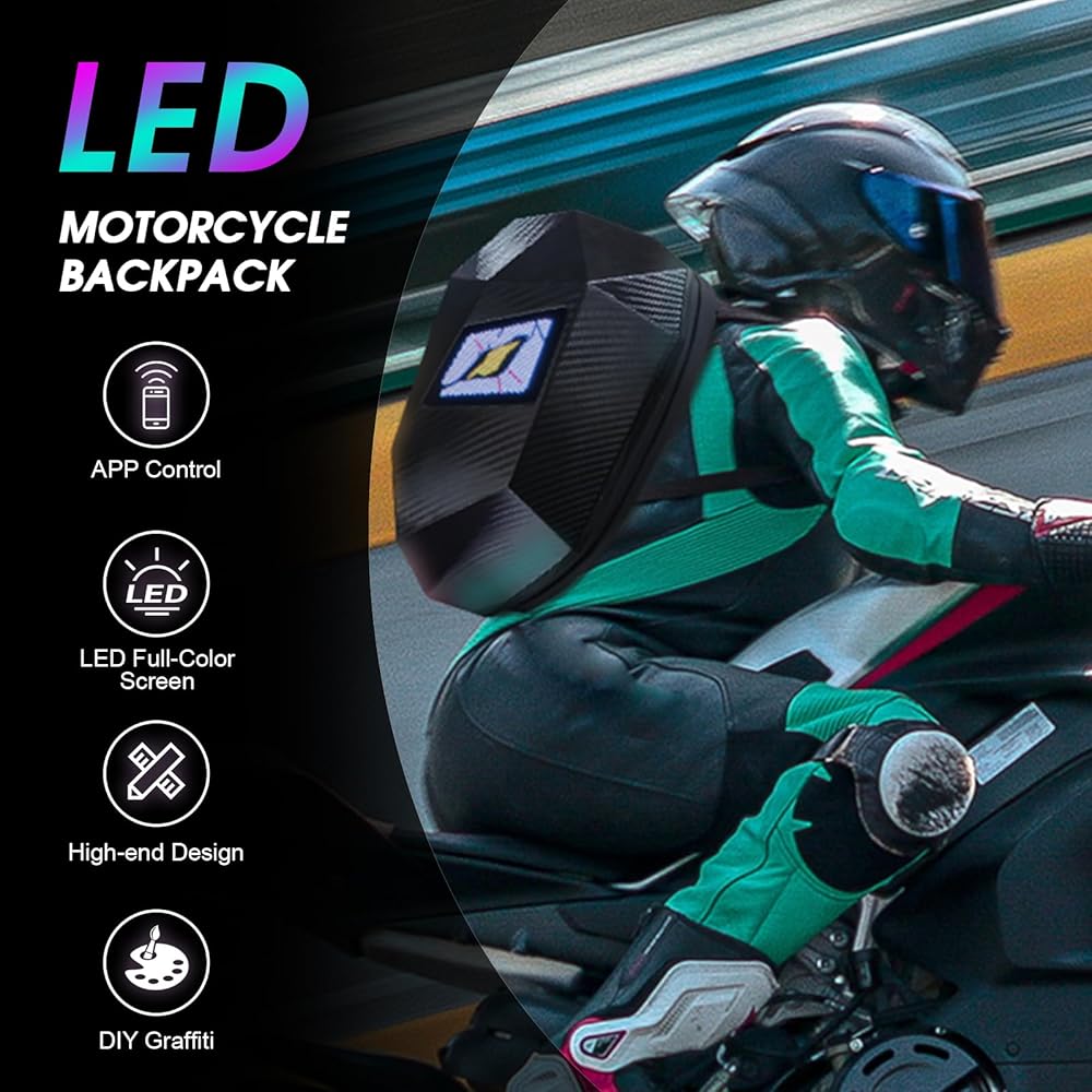 Amazon.com: TEMSONE Carbon Fiber Motorcycle LED Knight Backpack