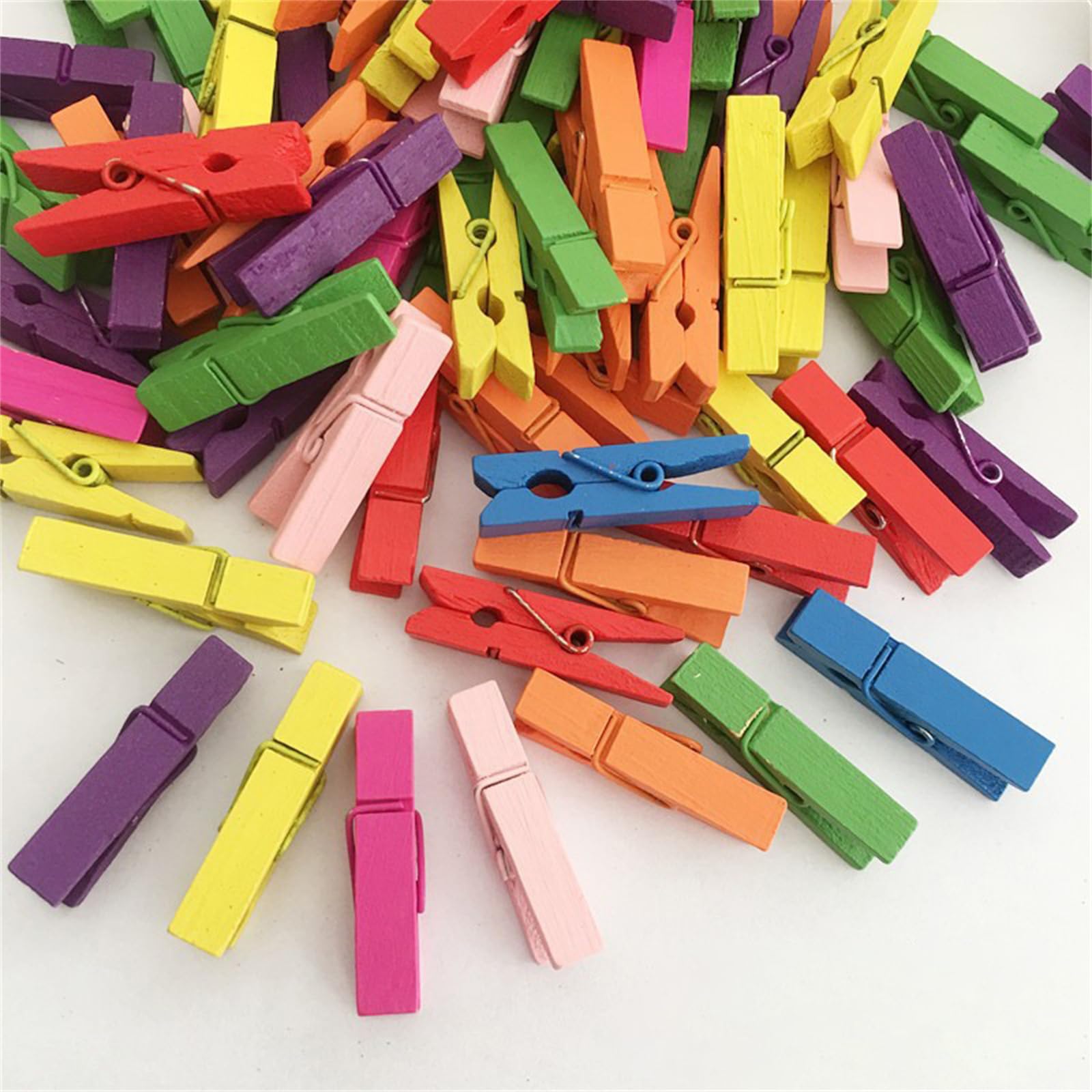 200 mollette in legno, piccole mollette in legno, piccole mini mollette per bucato, mollette in legno, per foto, picchetti decorativi (10 x 1,3 cm)