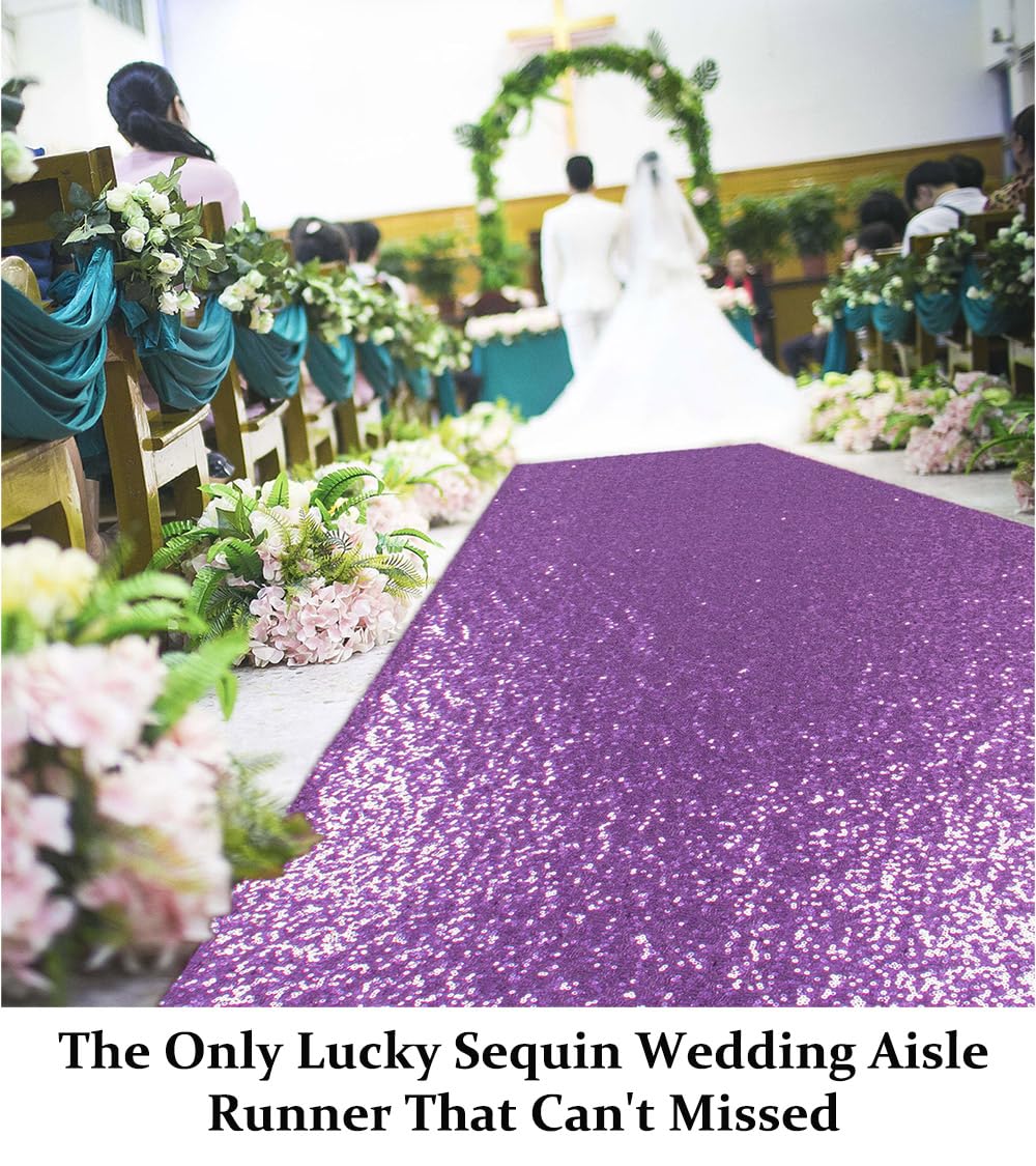 DUOBAO Aisle Runner for Wedding 15FTx2FT Sequin Aisle-Runner Indoor Outdoor Ceremonies Decor Lavender Carpet Runners Rugs Church Runner Wedding Walkway