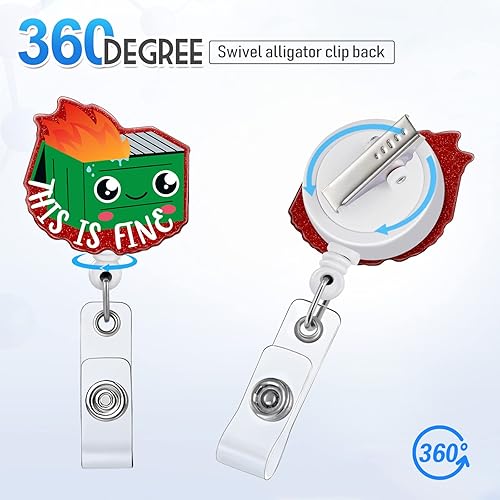Miniatura 3 de Soporte retráctil con clip de identificación para enfermera, enfermería, etiqueta, tarjeta, lindo, divertido, This is Fine Fire Student Teacher