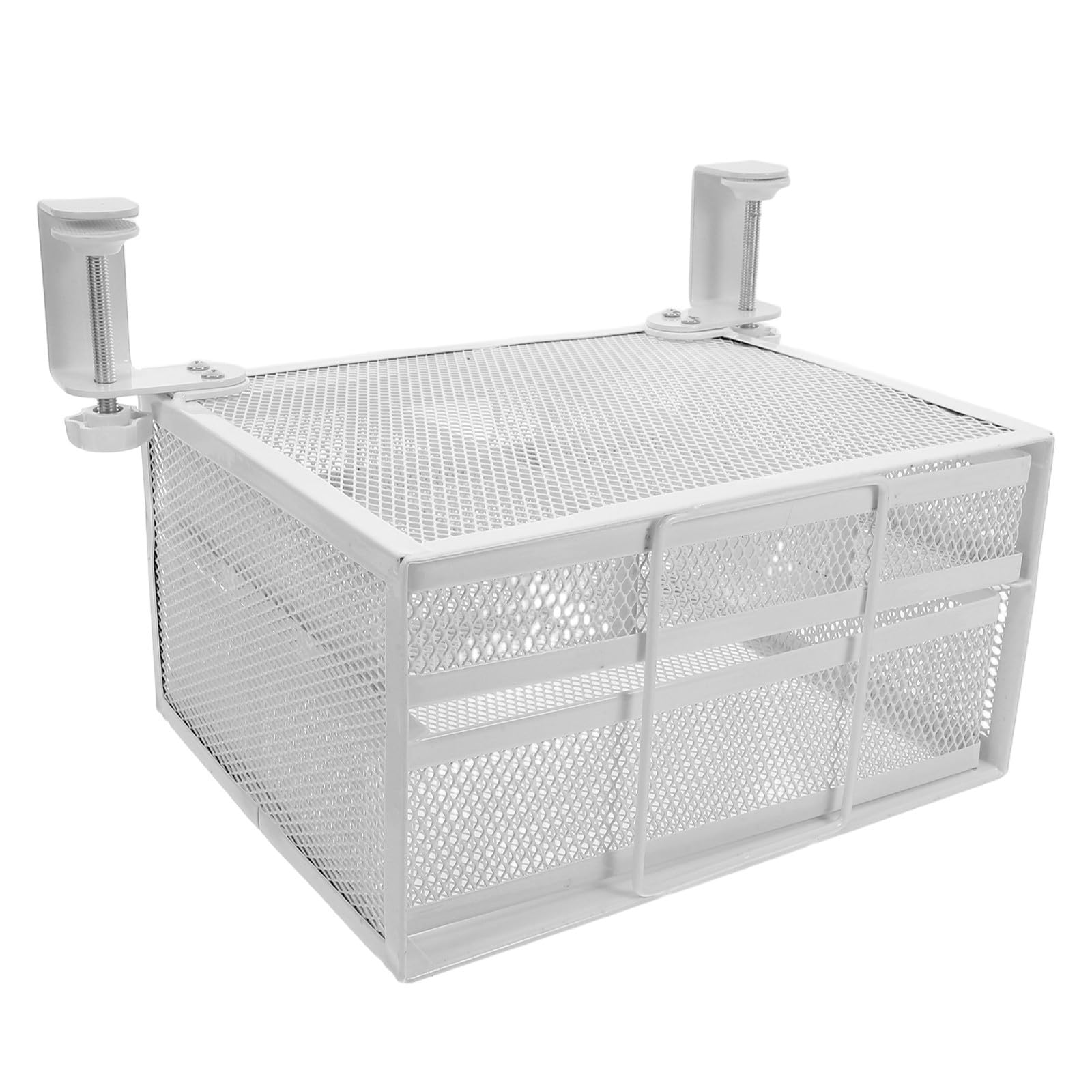 TOYANDONA Organisateur de Tiroir sous Bureau en Métal Blanc à Double Couche, Solution sans Perçage pour Rangement et Gestion des Câbles, pour Bureau et Cabinet