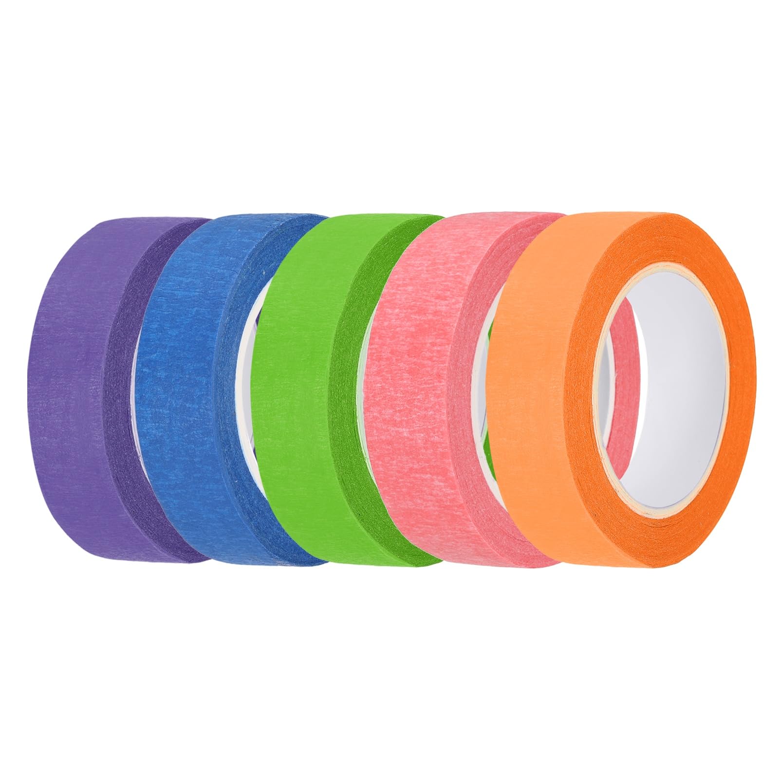 sourcing map 5pcs 9/16" x 11 Yard Colored Masking Tape Universal Crepe Paper Colorful Masking Painter Tape for Art Drawing DIY Handcraft Sealing, Dark Blue Green Pink Orange Purple โ image 1