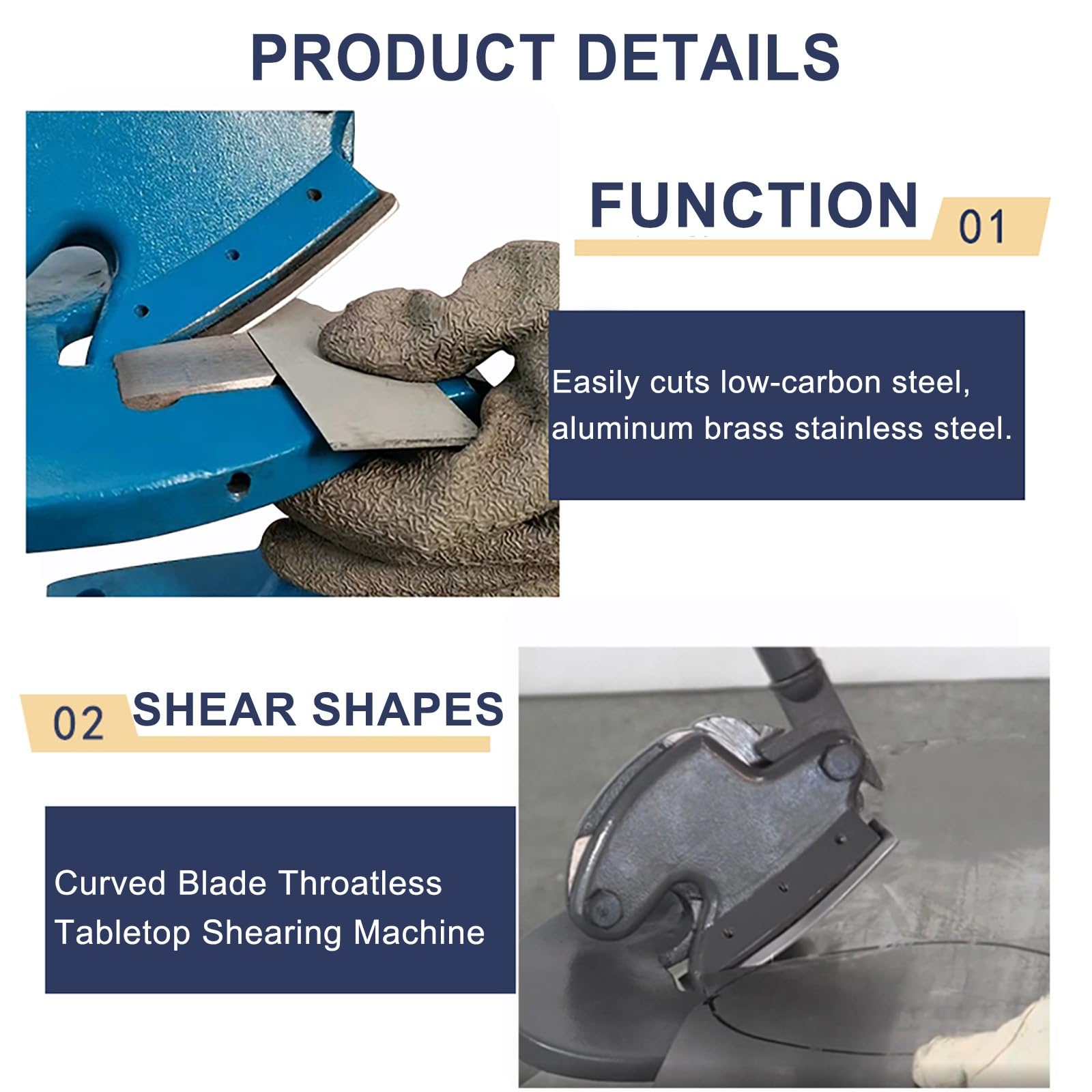 Tijeras de mano multiusos con ancho de corte de 7 cm, cortador industrial curvado para placas de metal