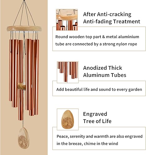 Miniatura 21 de Wind Chimes for Outside, 30 Inch Memorial Windchimes for Loss of Loved One Engrave Tree of Life, Sympathy Wind Chimes Gifts, Garden Home Yard