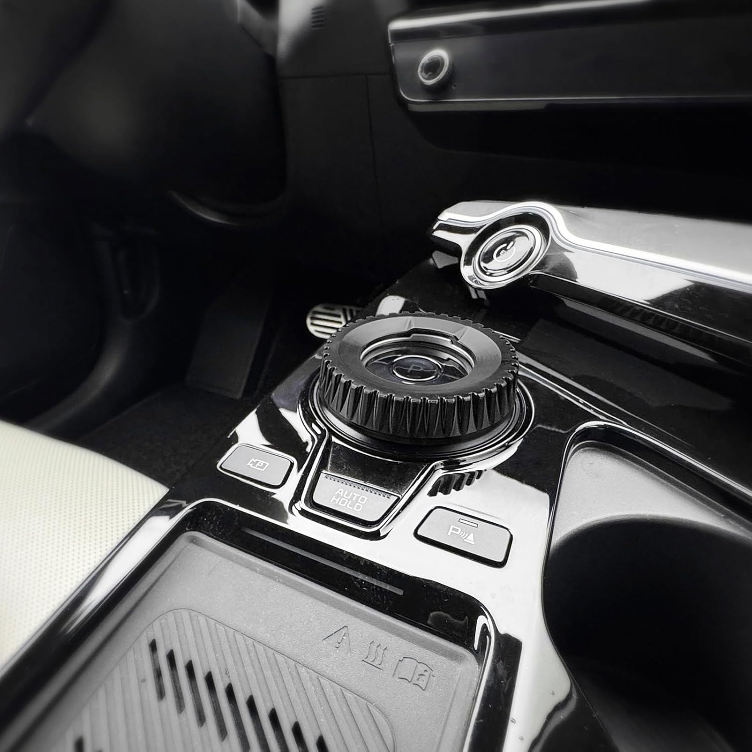 Black Style Aluminum Car Gear Control Knob Cover Snap-in Design Gear Shift Switch Knob Protective Cover Compatible with Kia EV6 Kia NIRO EV Kia Sportage NQ5 Accessories