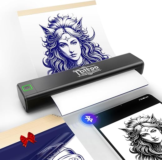 Vretti P84 Tattoo Stencil Printer, Tattoo Kit with 10 Pcs Transfer Paper, Wireless Tattoo Printer for Tattoo Artists &amp; Beg...