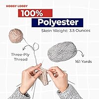 Vista 3 de Yarn Bee 4 - Hilo mediano para tejer y tejer, madeja suave de 161 yardas de poliéster para mantas, sombreros y más suministros de manualidades