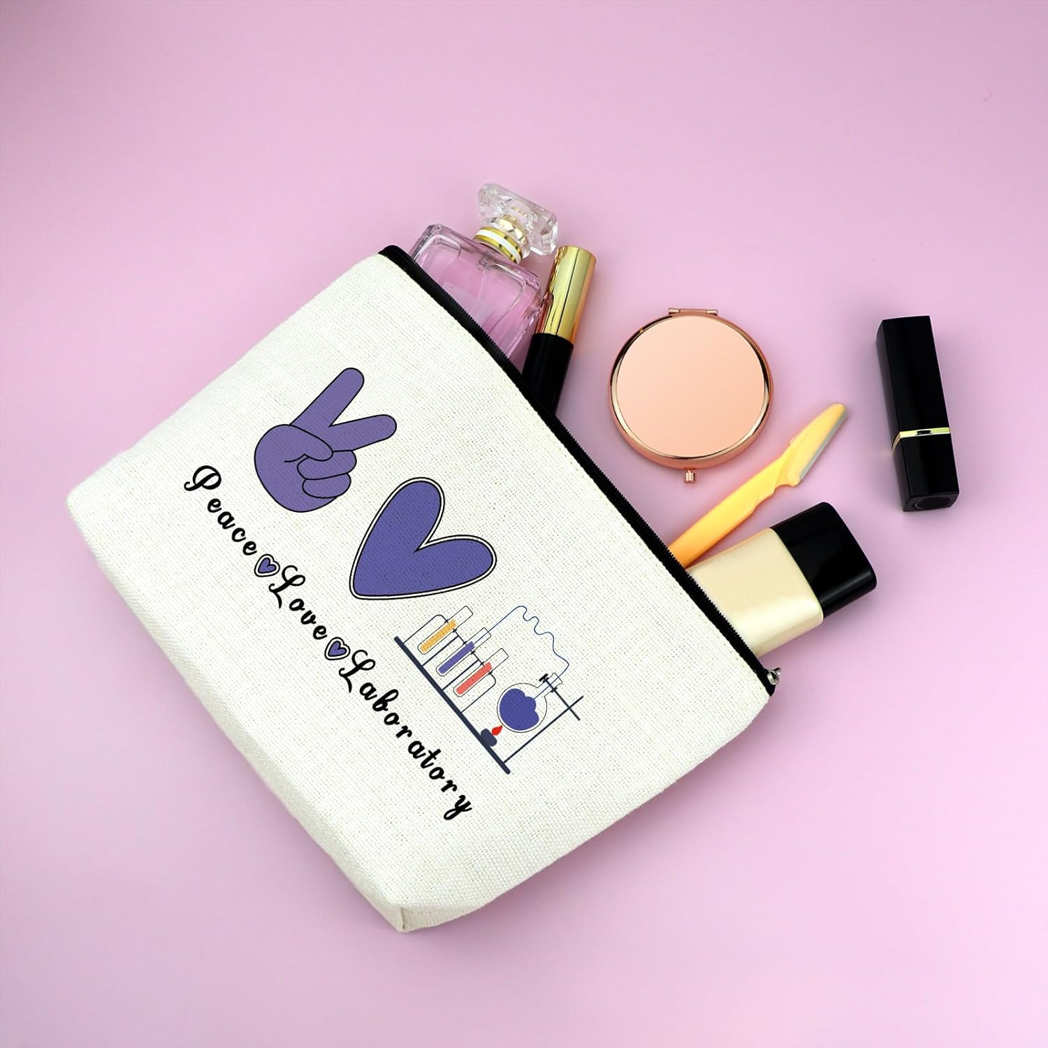 Lab Tech Gifts for Women Laboratory Technician Makeup Bag Medical Lab Technician Gifts Lab Assistant Gift Lab Tech Appreciation Gifts Lab Tech Gift Cosmetic Bag Science Gift Birthday Christmas Gifts - Image 5