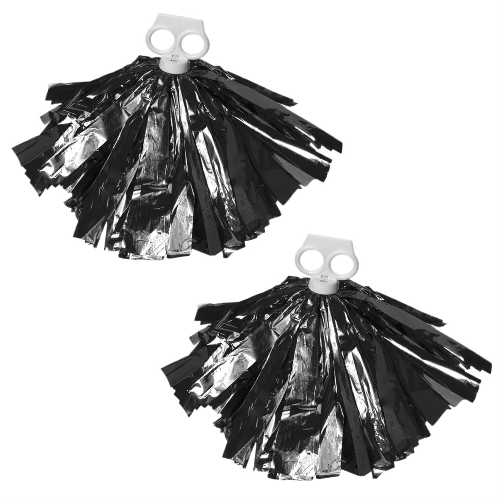 ZWCSHUU Cheerleader Pom Poms 1 Pair Flower Ball Cheerleading Pompon Tassel Hand Flowers Games Cheerleader Pom Hands Ring Holding Cheering Props(Black)