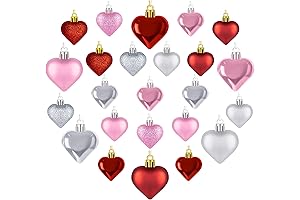 24 Pcs Valentine's Day Heart Shaped Ornaments for Valentine's Day Decorations