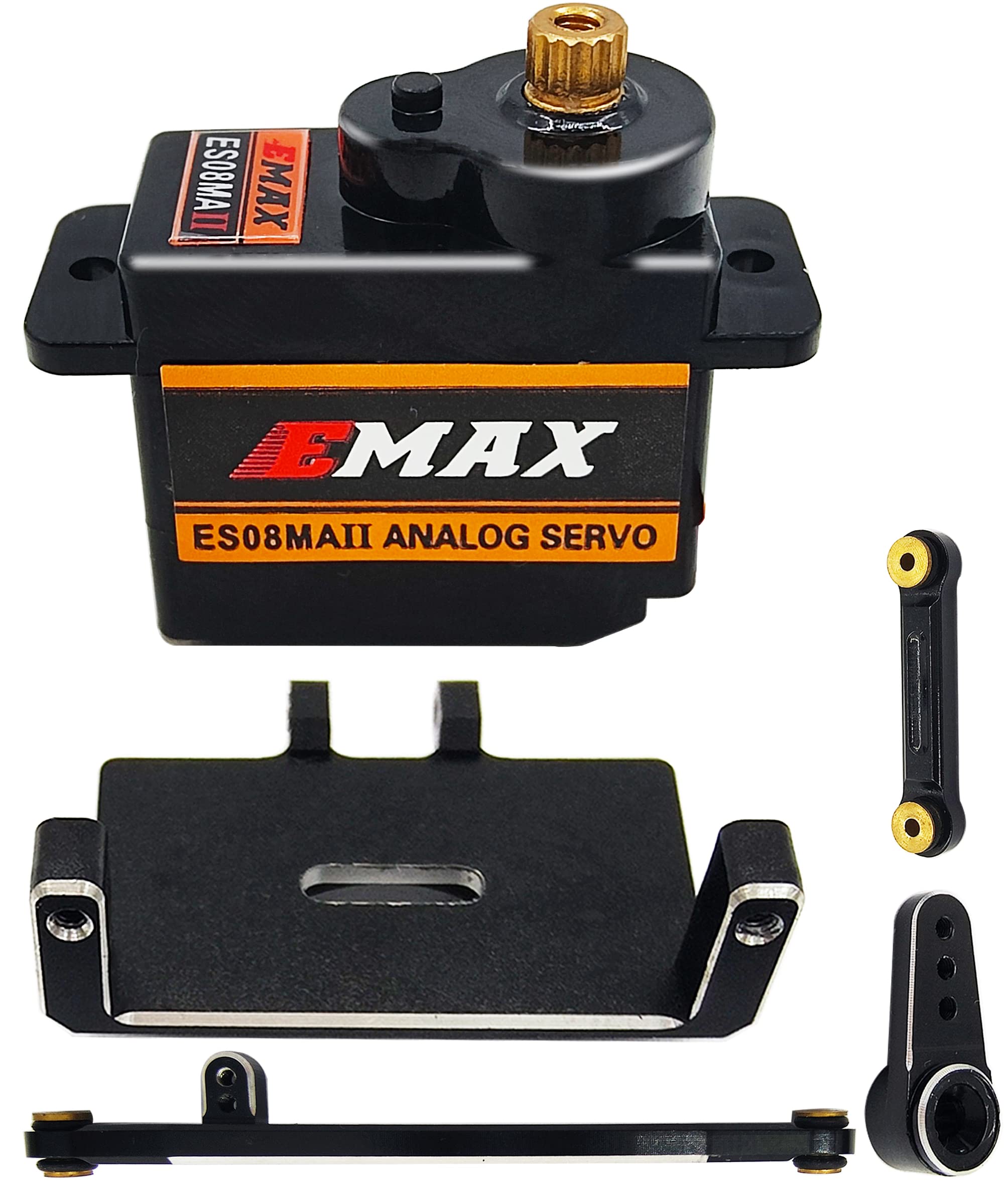 HOPLEX RC Servo EMAX Steering Servo with Servo Mount Bracket and Arm and Steering Link Set for RC Car Boat Model Parts Axial SCX24 Upgrade Parts(Black)