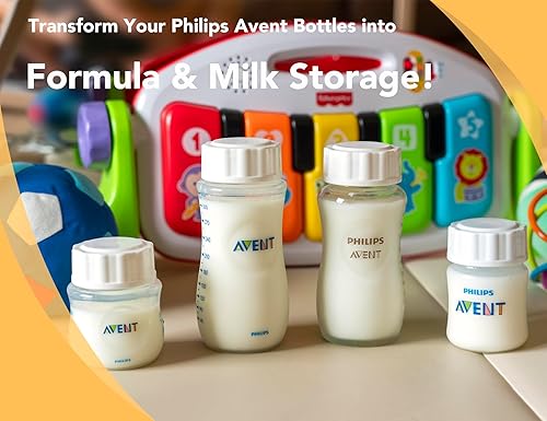 Miniatura 9 de Tapas de repuesto para biberones Philips Avent, tapa de botella compatible con botellas de plástico natural y vidrio, polipropileno suave y seguro,