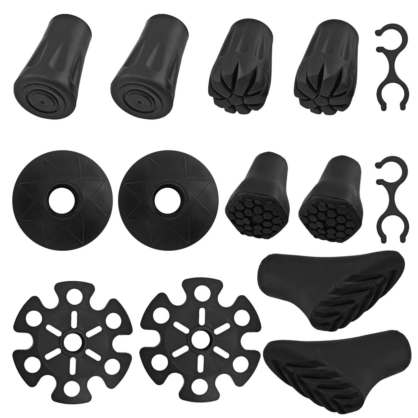 14 Pcs Tacos De Goma, Conteras De Goma para Bastones, Conteras para Bastones De Senderismo, Conteras para Bastones De Marcha Nordica, Tacos Muletas Antideslizantes