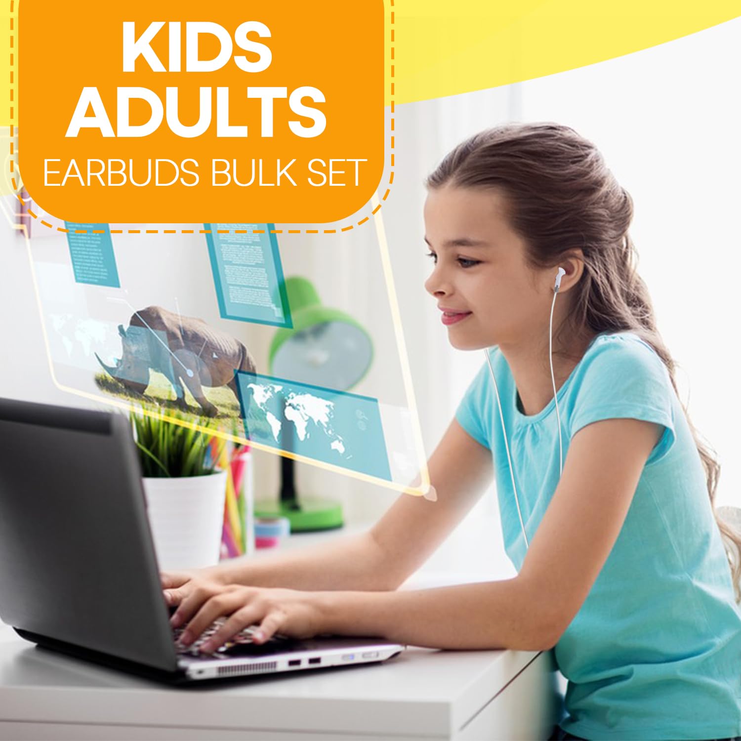 Confezione da 200 auricolari per aula per bambini, studenti scolastici, bambini, set all'ingrosso di auricolari durevoli, confezionati singolarmente (200 misti)