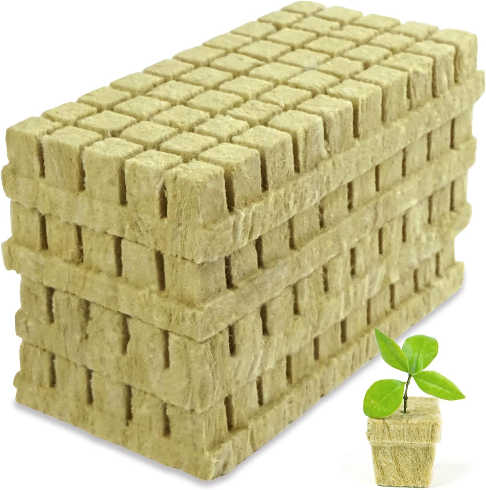 SKINNYBUNNY Rockwool Cubes 1 inch, Rock Wool Planting Cubes with Holes, Rockwool Cubes for Hydroponics, Perfect for Soilless Culture and Transplanting, 4 Sheets of 200 Cubes