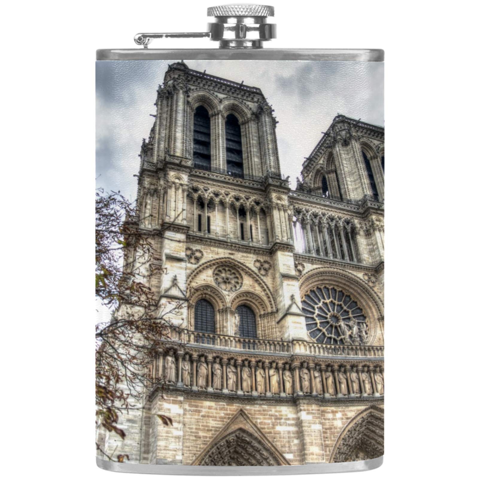 Flasque à whisky en cuir avec entonnoir en acier pour le camping et la randonnée