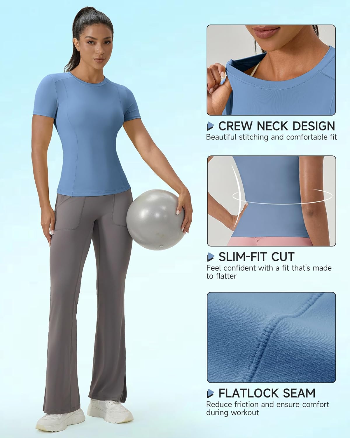 SPVISE Short Sleeve Workout Tops for Women Slim Fitted Athletic Shirt Compression Tee Dry Fit Yoga Gym Tshirt Comfy Basic Top - Image 6