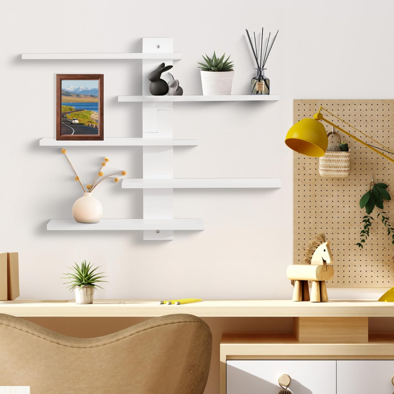 Floating Shelf for Wall,for Tonie Shelf,Small Wood Display Shelves Rack for Collectibles-Figures,Shot Glasses,Mini Decor,for Toy(White)