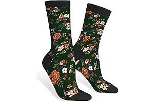 Farm Animal Themed Floral Crew Socks