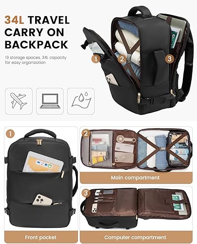 Miniatura 3 de LOVEVOOK Mochila de viaje para mujer, mochila de viaje para aviones, mochila de viaje para aviones, mochila de fin de semana para artículos