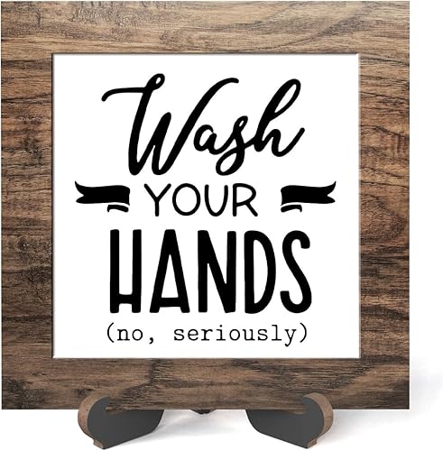 Letrero de madera con soporte, letrero de madera para baño, decoración de inodoro, placa de madera inspiradora decoración para la salud mental