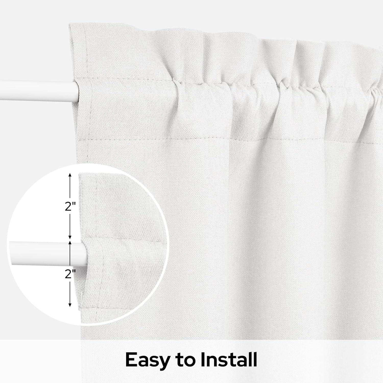 HOMEIDEAS 100% Blackout Linen French Door Curtain, Modern Farmhouse Door Window Curtains Decor, Privacy Insulated Blinds with Tie Up for Front, Glass Window, White, 26W X 80L Inch，1 Panel